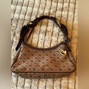 Dooney & Bourke Black Red and Gray Signature Monogram Shoulder Bag